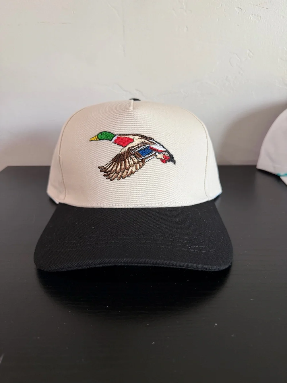 White and Black Duck Embroidered Cap - Pets Bird